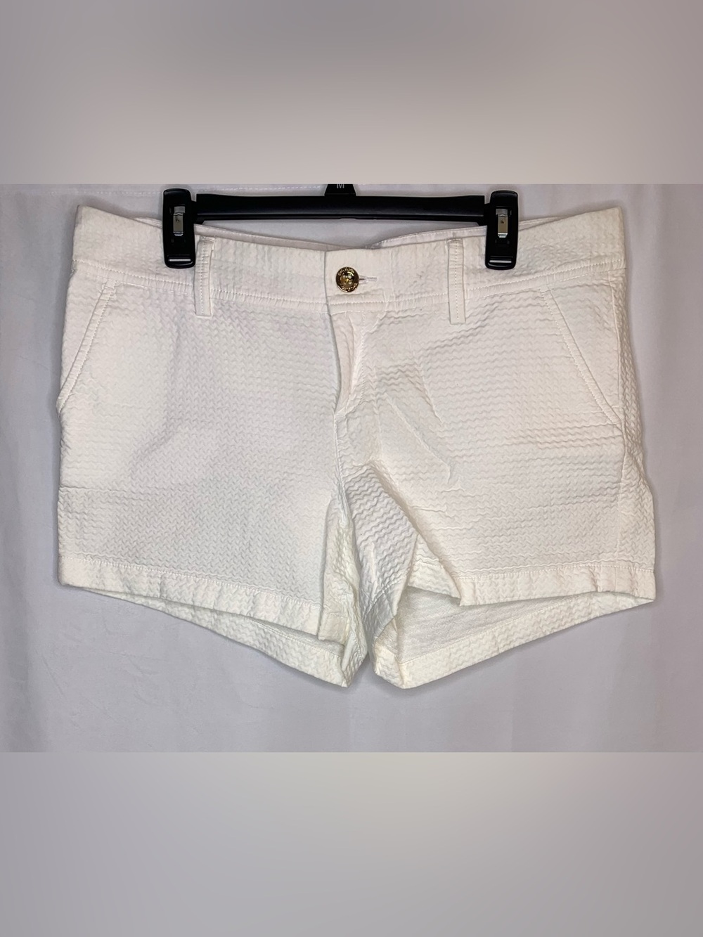Lilly Pulitzer Callahan textured resort shorts size 14 white flat front chino